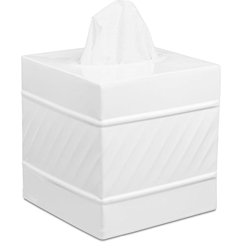 Handcrafted Wave Embossed Metal Square Tissue Box Cover